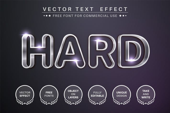 Outline metal - editable text effect, font style