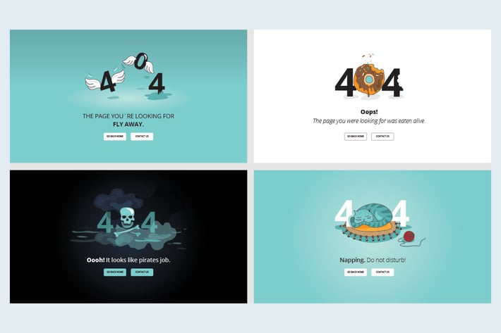 Set of flat designs for 404 error page