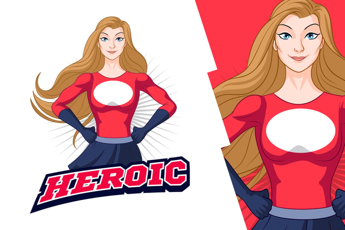 Classic Comic Female Superhero Mascot Logo