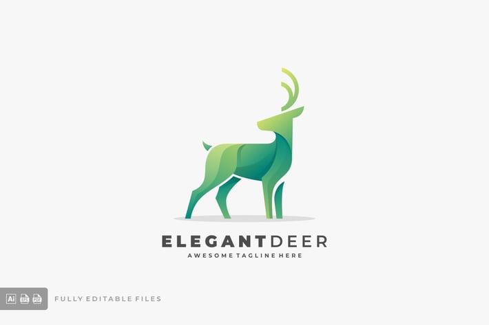 Abstract Deer Color Logo Template