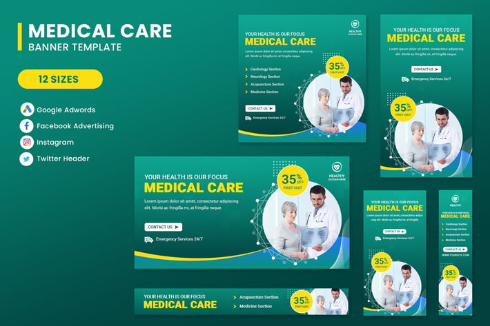 Medical Care Banner Set Template