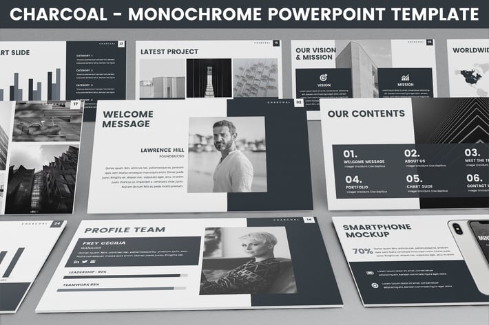 Charcoal - Monochrome Powerpoint Template