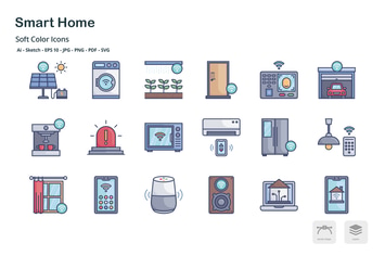 Smart home soft color icons