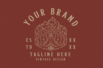 vintage camping in nature badge design