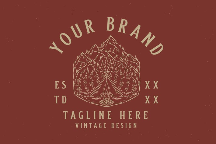 vintage camping in nature badge design