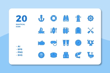 20 Nautical icons (Lineal Color)
