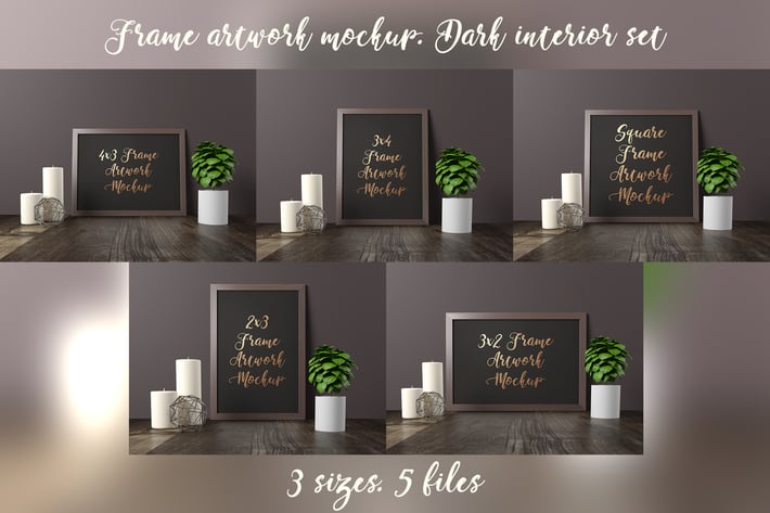 Frame Artwork Mockup - Dark Interior Set