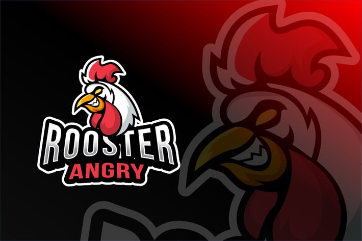Rooster Angry Esport Logo Template