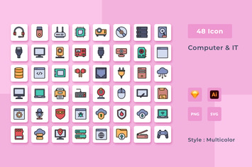 Computer & IT Multicolor Style Icon Pack