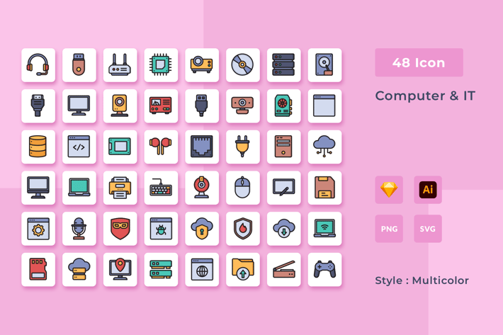 Computer & IT Multicolor Style Icon Pack