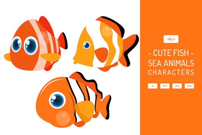 Cute Fish - Sea Animals Characters Vol.4