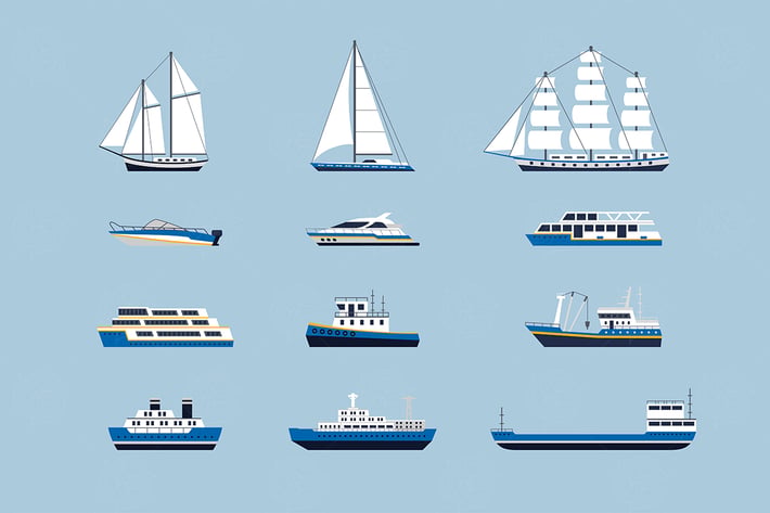 Water Transport -  set of vector objects