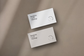 Floating Business Cards Mockup with Shadow Overlay