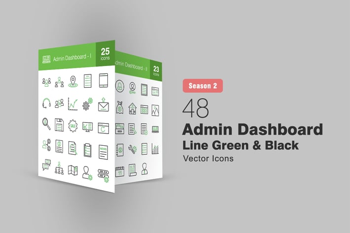 48 Admin Dashboard Line Green & Black Icons S2