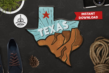 Texas Retro Adventure Badge / Vintage Travel Logo