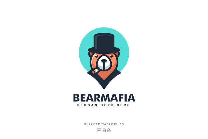 Bear Doll Simple Cartoon Logo template