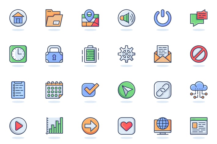 User Interface Flat Line Web Icons Set