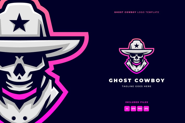 Ghost Cowboy Logo Template
