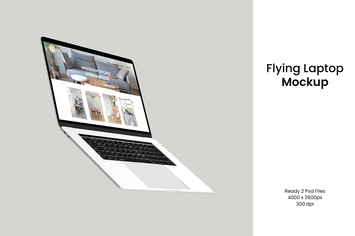 Flying Laptop Mockup