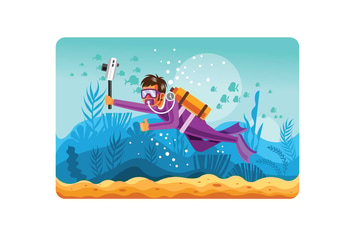 Underwater Photographer Illustration