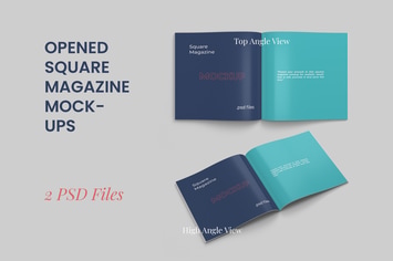 Opened Square Magazine Mockups