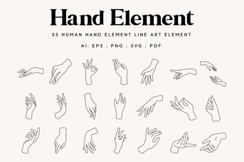 33 Hand line art Element - Illustration