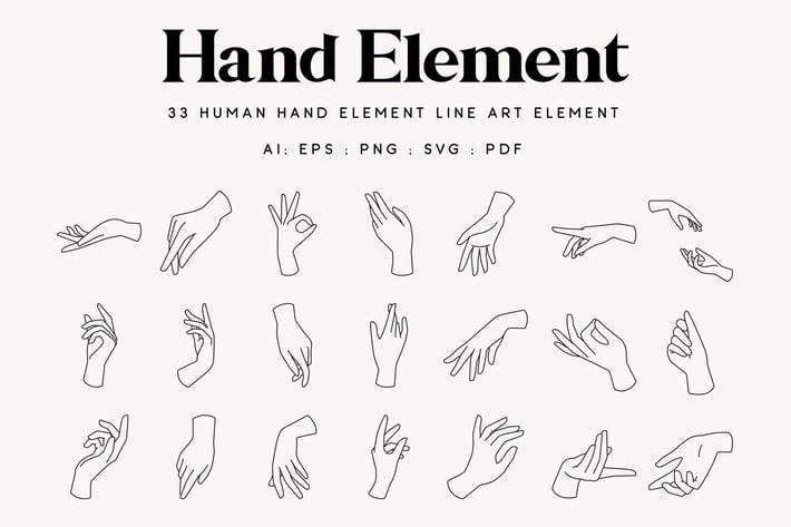 33 Hand line art Element - Illustration