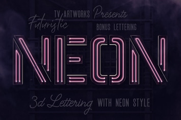Futuristic Neon 3D Lettering Bonus