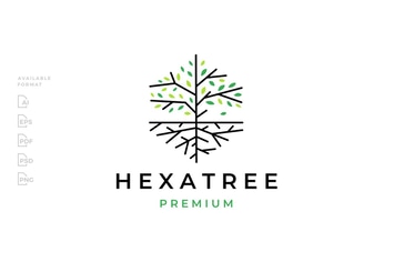 Hexagonal Tree Root Logo
