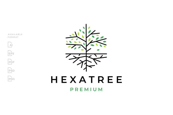 Hexagonal Tree Root Logo