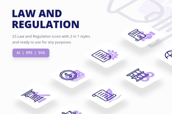 Law and Regulation Icons (Line and Solid)