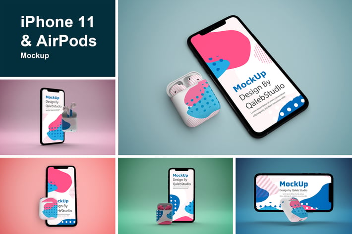 iPhone 11 & AirPods Mockup