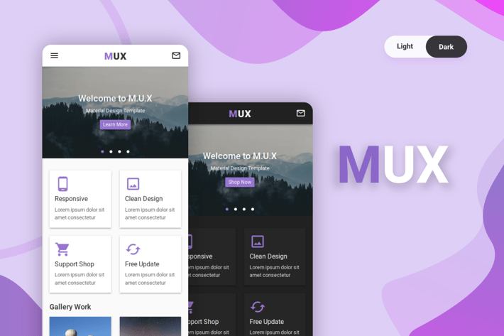 MUX - Material Design UI Kit Mobile Template