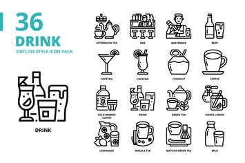 Drink Outline Style Icon Set
