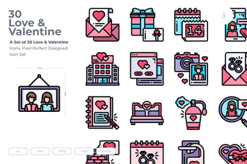 30 Love and Valentine Icons