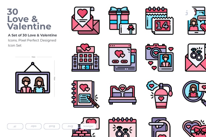 30 Love and Valentine Icons