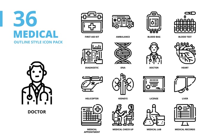 Medical Outline Style Icon Set