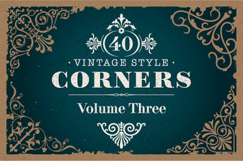 40 Vector Vintage Style Corners Set