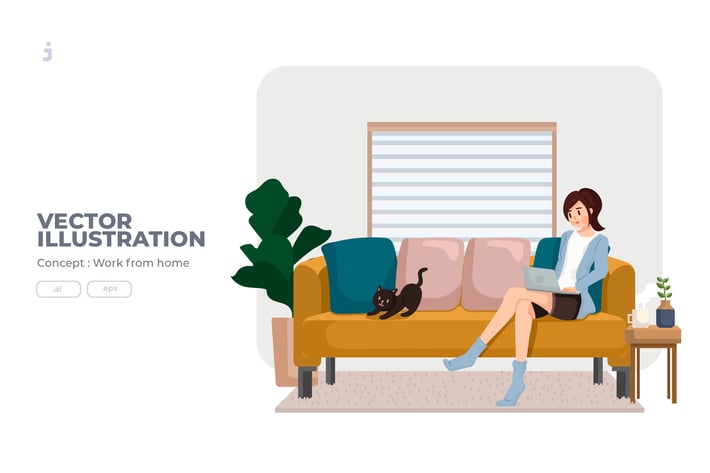 Work From Home - Vector Illustration 