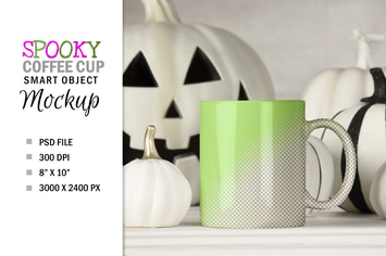 Halloween Coffee Glass Cup Mockup Smart Object