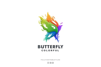Abstract Fire Butterfly Colorful Logo