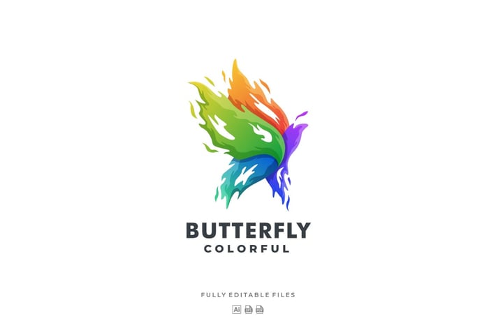 Abstract Fire Butterfly Colorful Logo