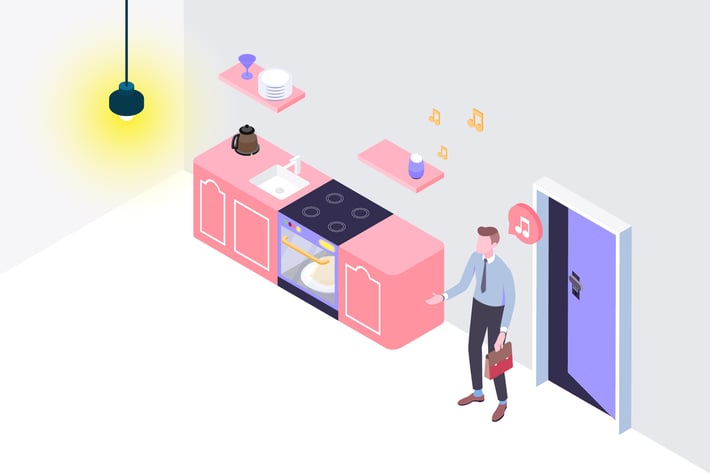 Smarthome Voice Control Isometric Illustration