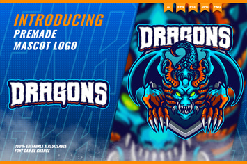 Blue Dragon - Mascot Esport Logo Template