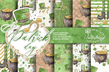 St. Patrick's Day digital paper pack