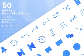 50 Interface Essential Icons Vol 1 - Flat
