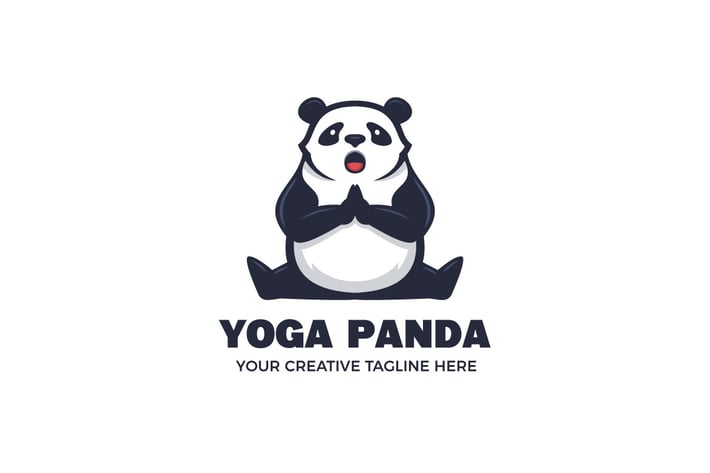 Yoga Sport Panda Cartoon Mascot Logo Template