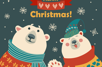 Two friends, polar bears say hello