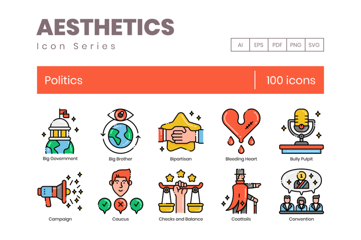 100 Politics Line Icons