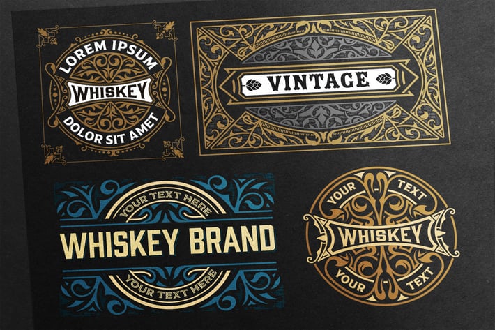 Set of 4 vintage labels  ready for packing